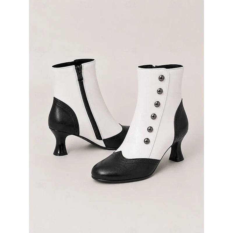 Véronique | Women's Two-Tone Buttoned Ankle Boots