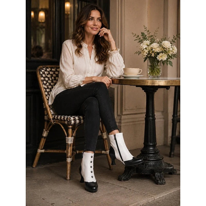 Véronique | Women's Two-Tone Buttoned Ankle Boots