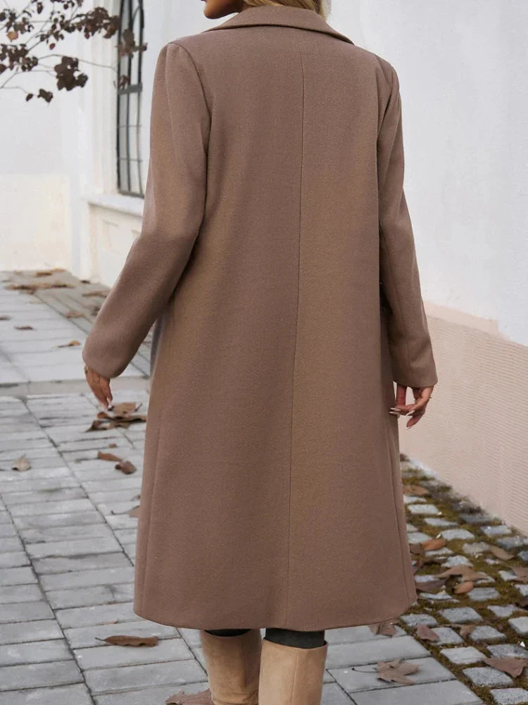Vera | Women's Long Coat Double Breasted Wide Lapel