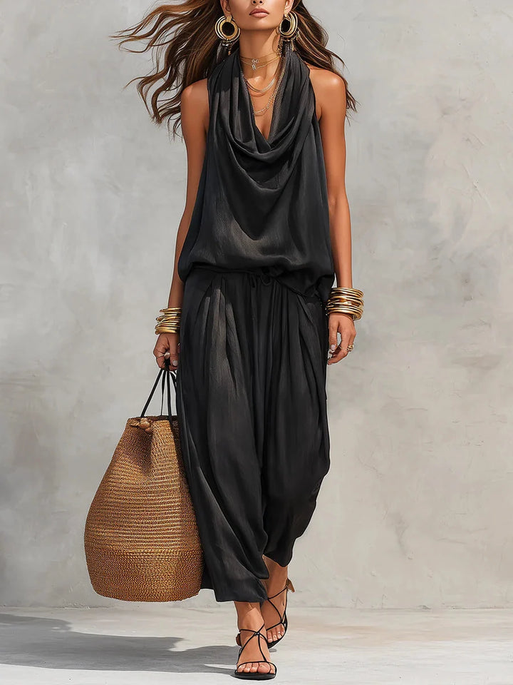 Vicki | Women's Draped Halter Two-Piece Set