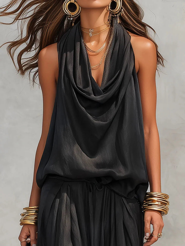 Vicki | Women's Draped Halter Two-Piece Set