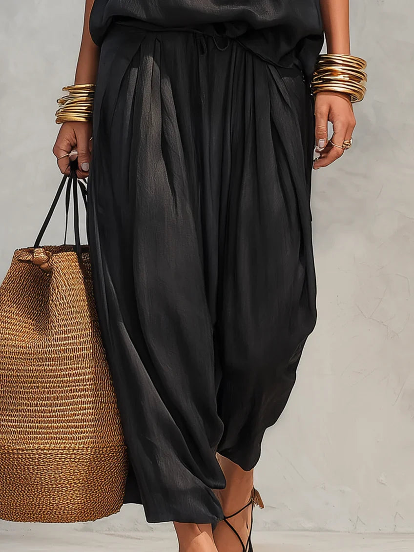 Vicki | Women's Draped Halter Two-Piece Set