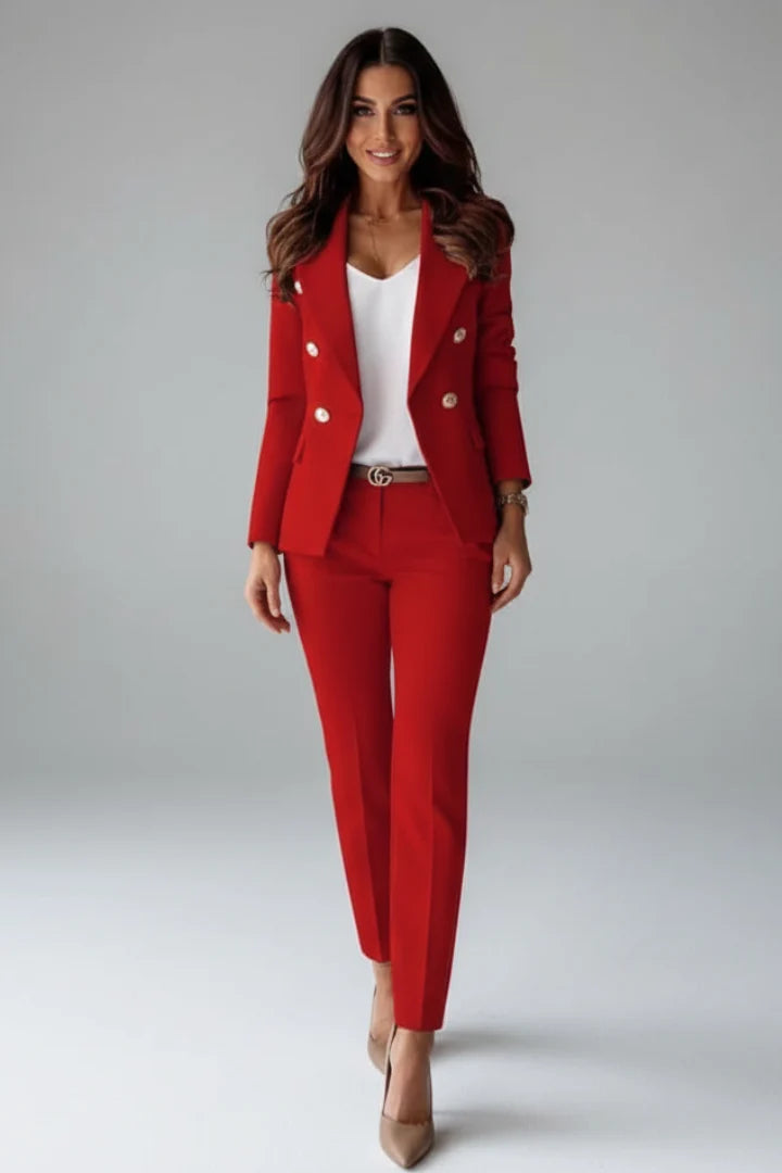 Vicky | Women's Double Breasted Slim Leg Two Piece Pant Suit