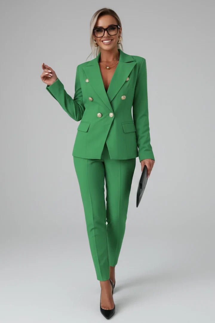 Vicky | Women's Double Breasted Slim Leg Two Piece Pant Suit