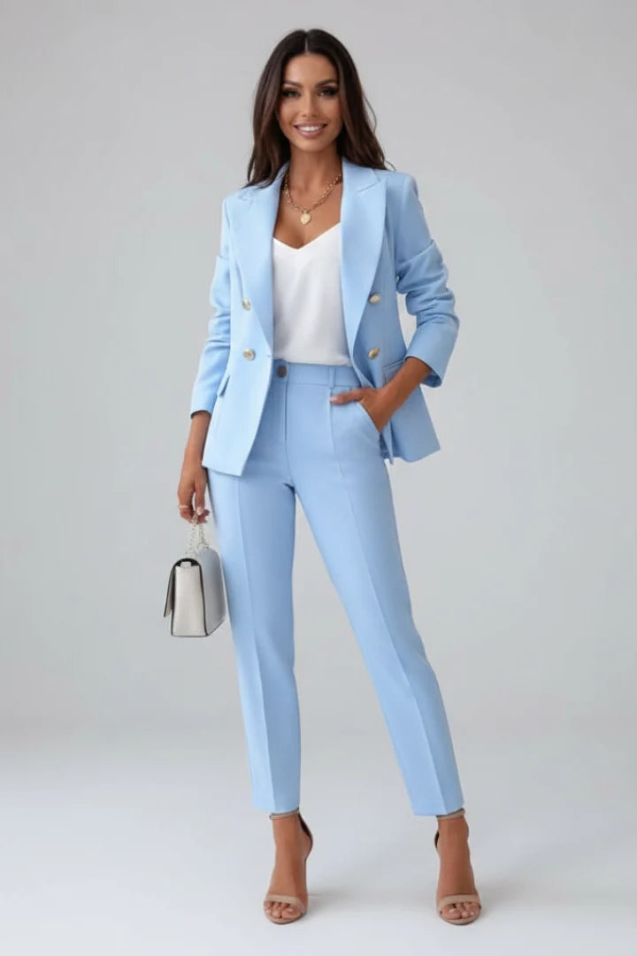 Vicky | Women's Double Breasted Slim Leg Two Piece Pant Suit