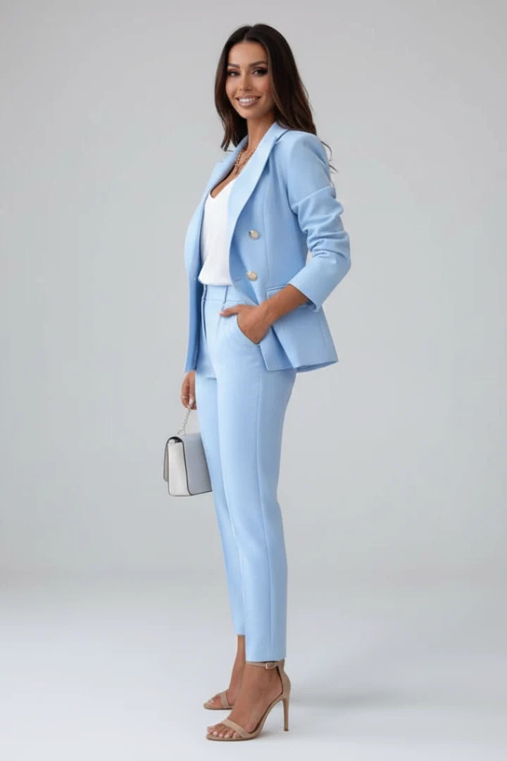 Vicky | Women's Double Breasted Slim Leg Two Piece Pant Suit