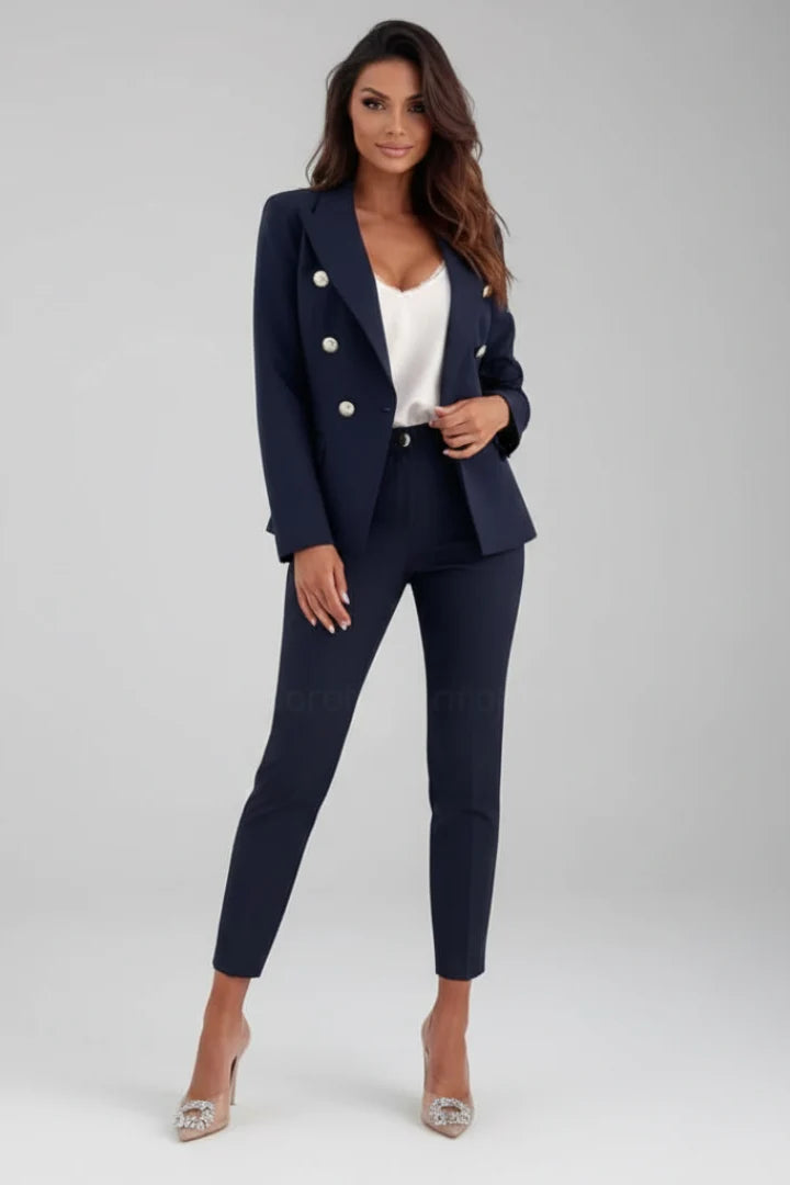 Vicky | Women's Double Breasted Slim Leg Two Piece Pant Suit