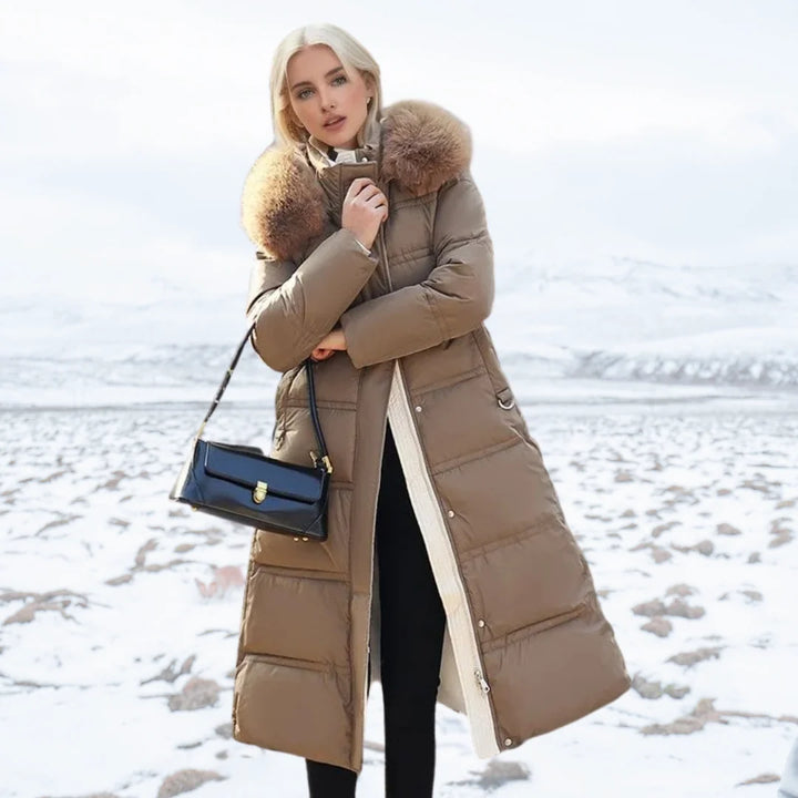 Viola | Women's Belted Faux Fur Hood Long Winter Parka
