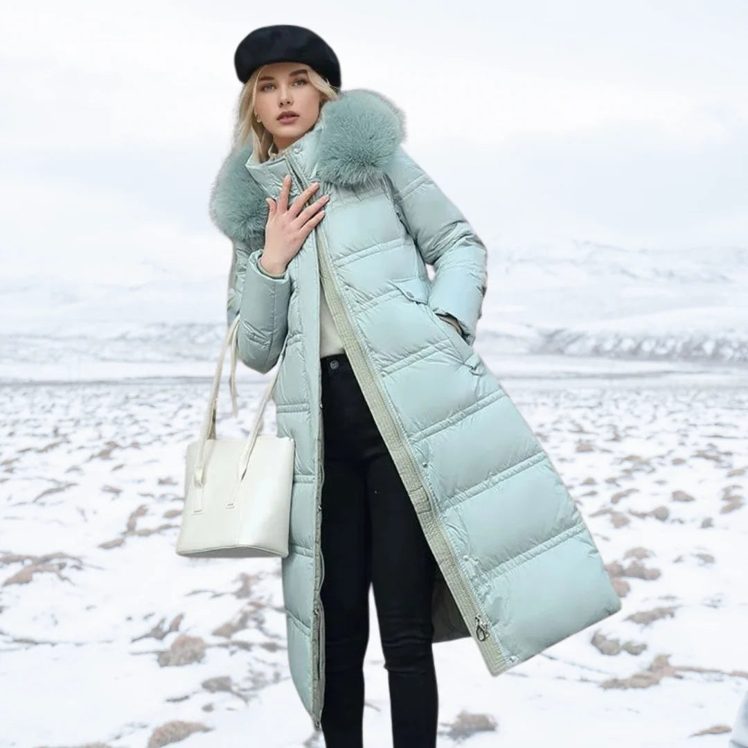 Viola | Women's Belted Faux Fur Hood Long Winter Parka