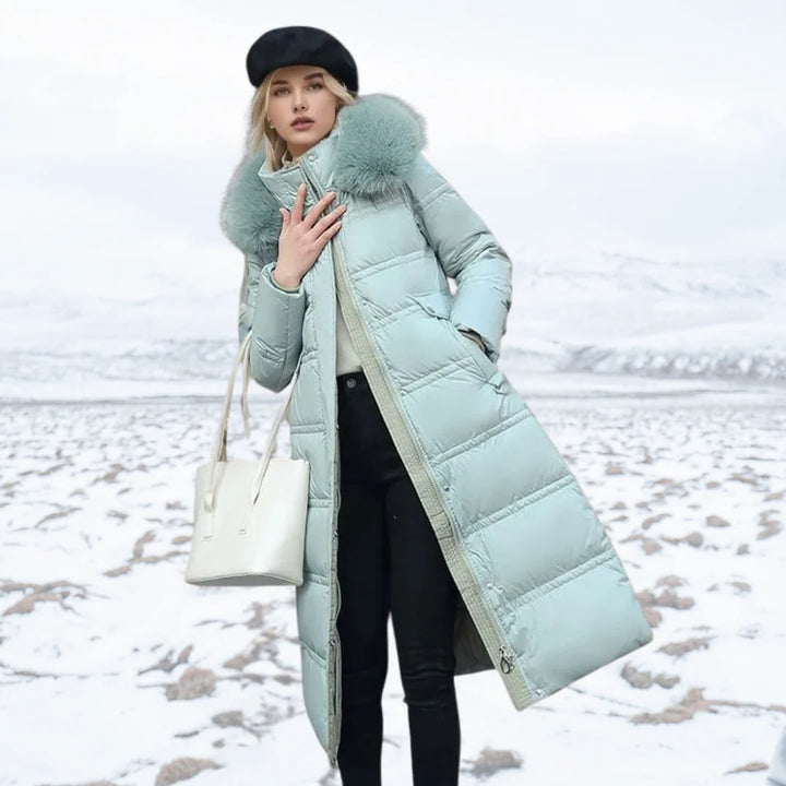 Viola | Women's Belted Faux Fur Hood Long Winter Parka