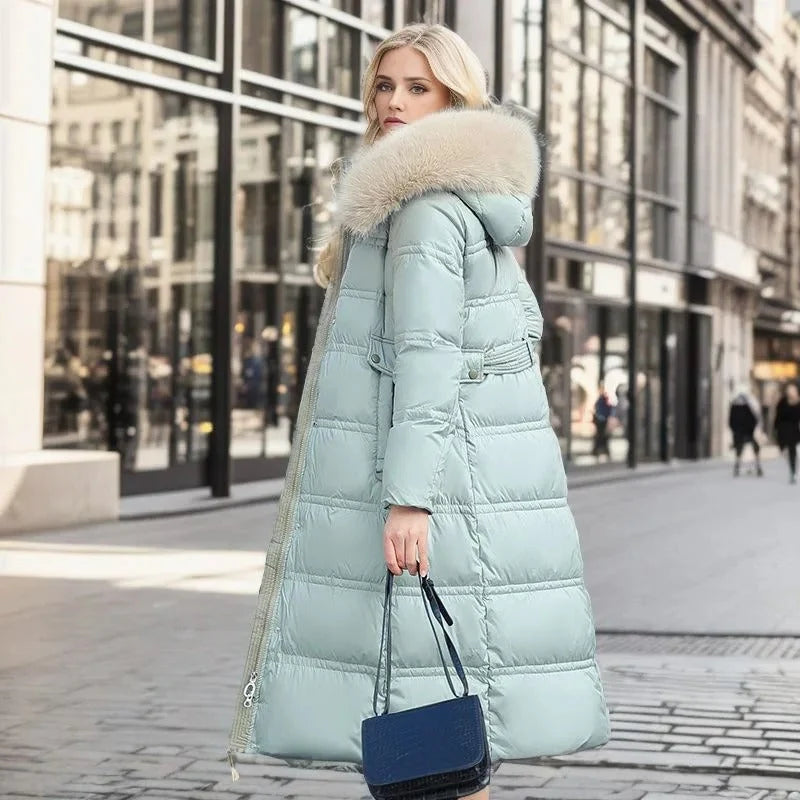 Viola | Women's Belted Faux Fur Hood Long Winter Parka