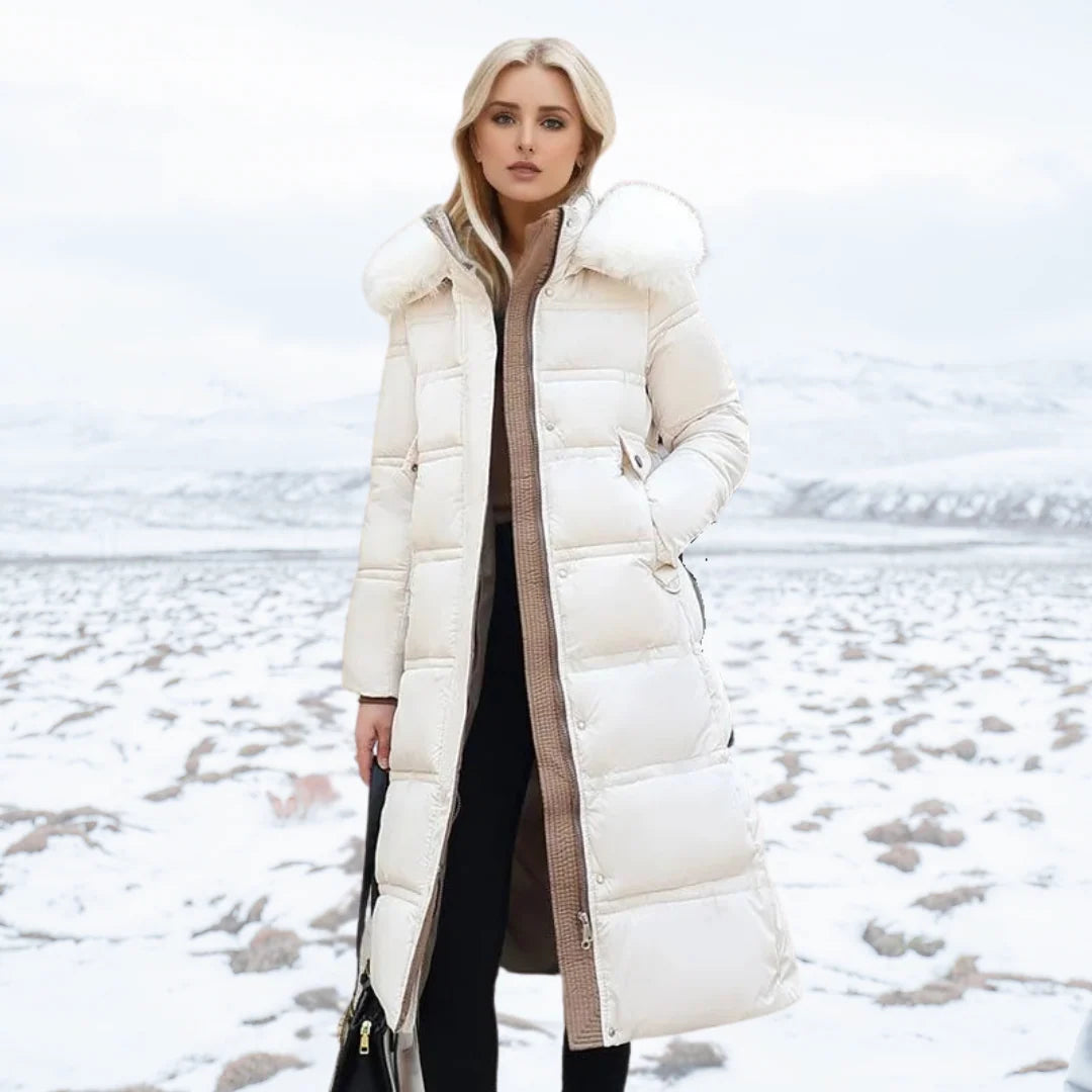 Viola | Women's Belted Faux Fur Hood Long Winter Parka