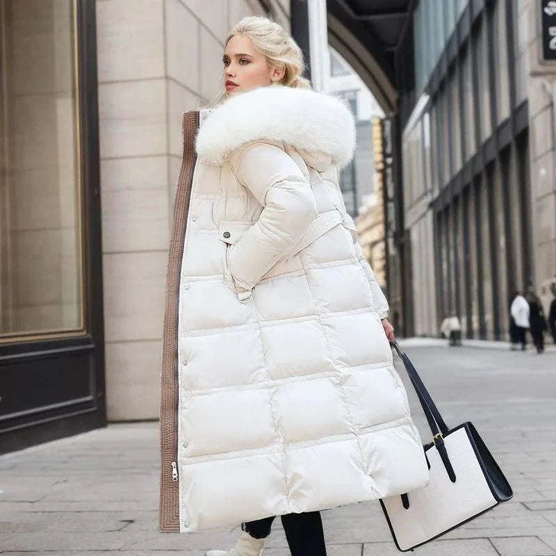 Viola | Women's Belted Faux Fur Hood Long Winter Parka