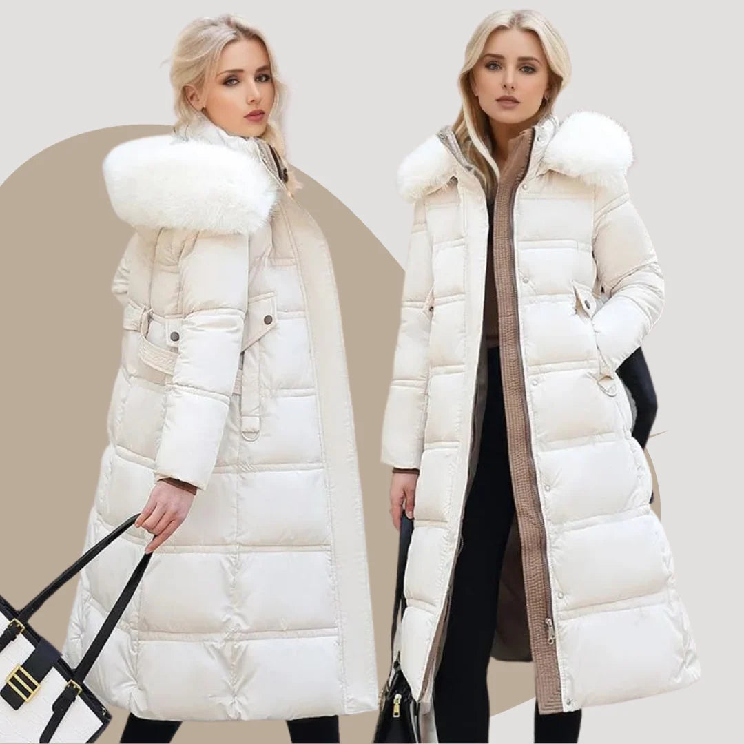 Viola | Women's Belted Faux Fur Hood Long Winter Parka