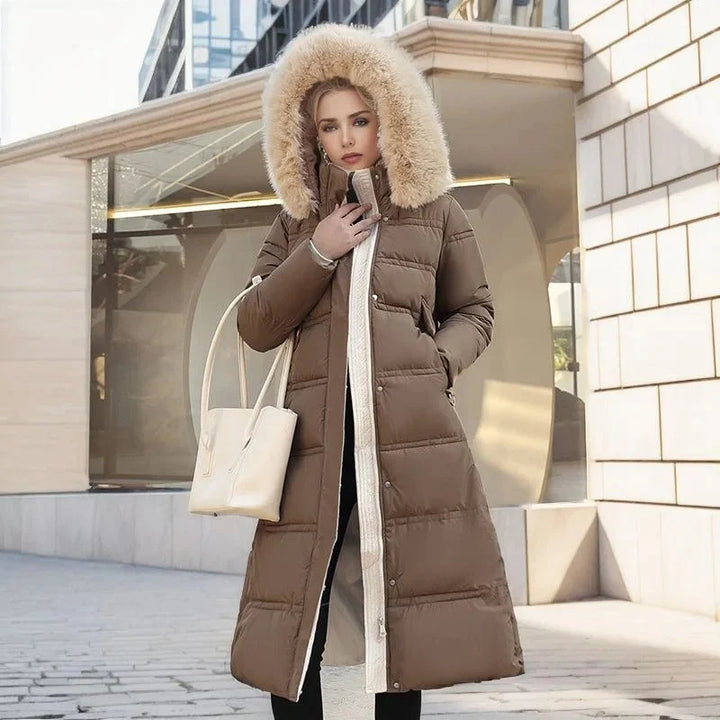 Viola | Women's Belted Faux Fur Hood Long Winter Parka