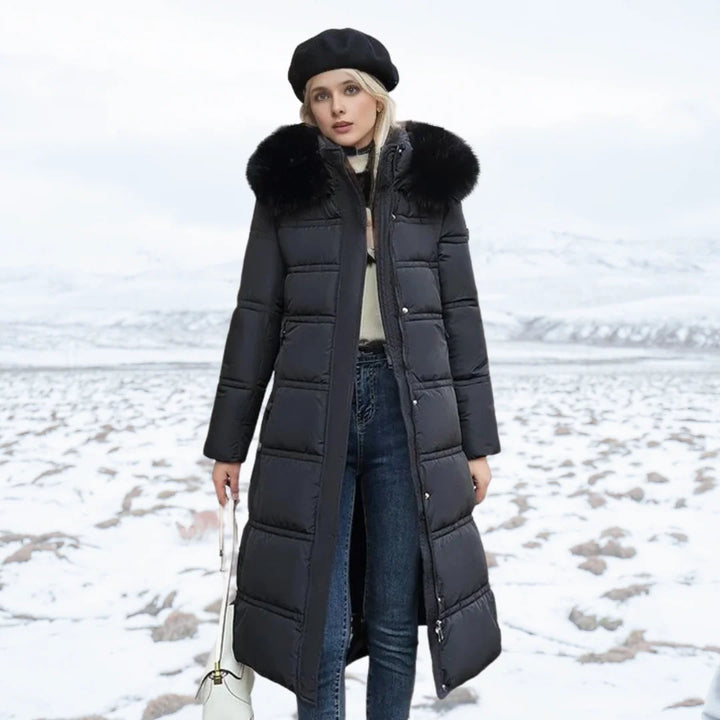 Viola | Women's Belted Faux Fur Hood Long Winter Parka