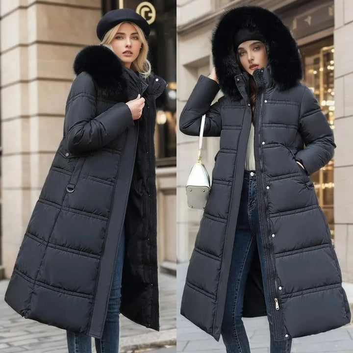 Viola | Women's Belted Faux Fur Hood Long Winter Parka