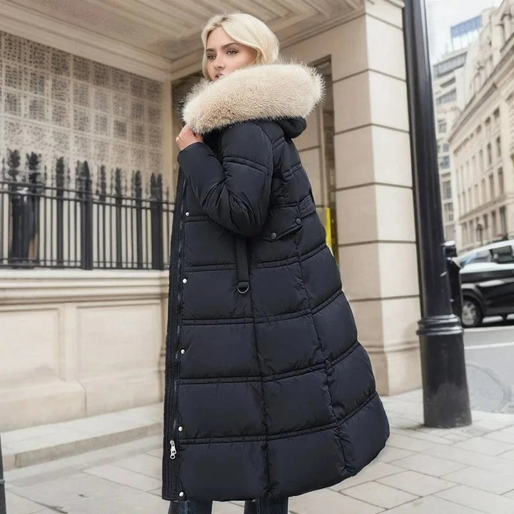 Viola | Women's Belted Faux Fur Hood Long Winter Parka