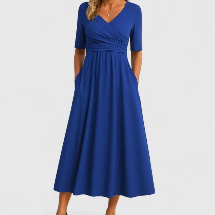 Virginie | Women's V-Neck Empire-Waist Midi Dress
