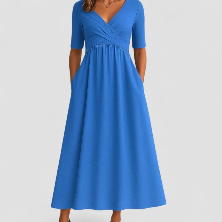 Virginie | Women's V-Neck Empire-Waist Midi Dress