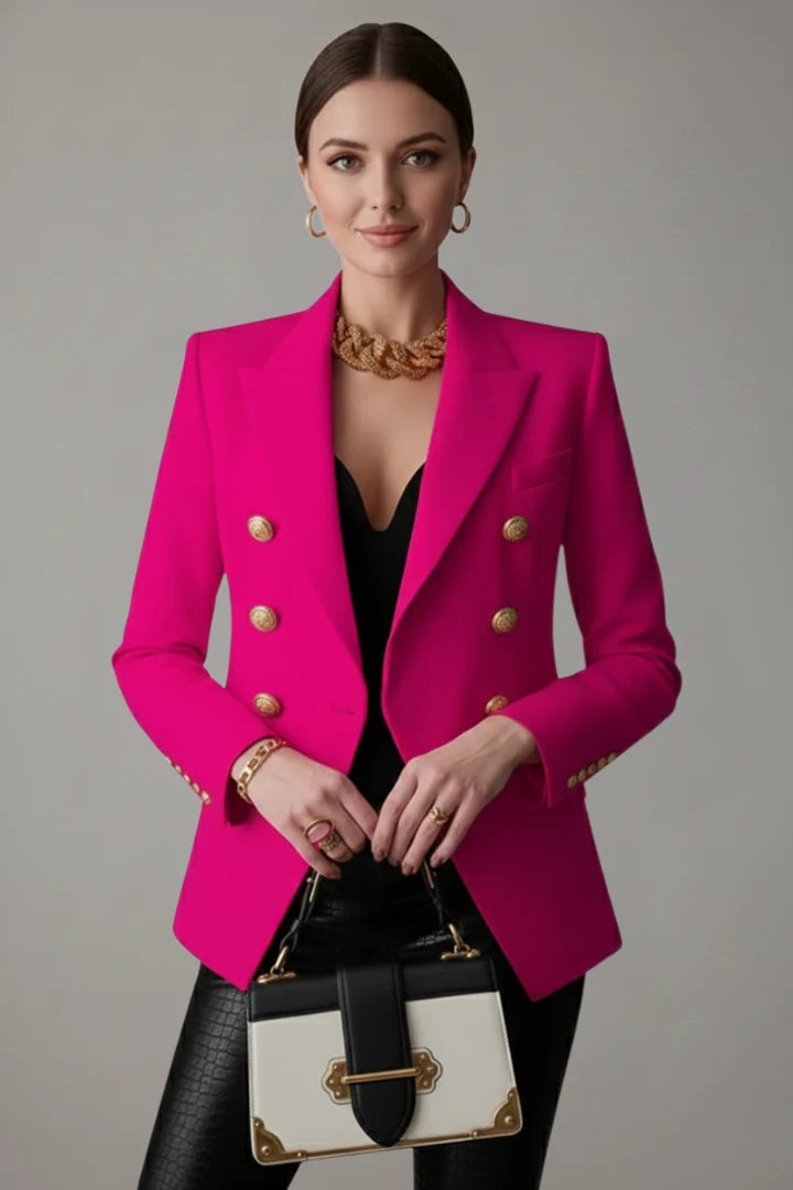 Willa | Women's Double Breasted Gold Button Suit Jacket