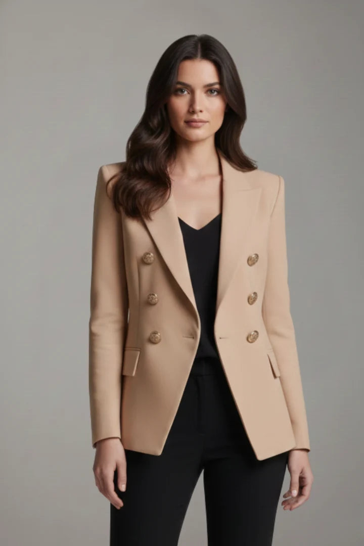 Willa | Women's Double Breasted Gold Button Suit Jacket