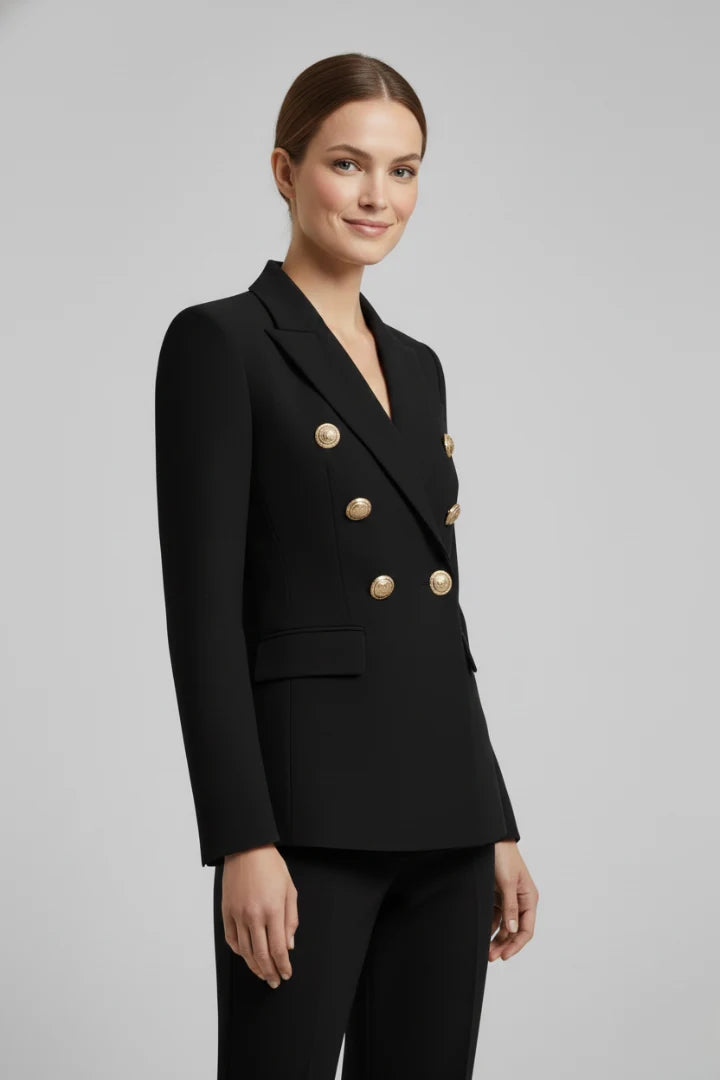 Willa | Women's Double Breasted Gold Button Suit Jacket