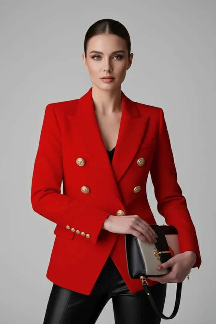 Willa | Women's Double Breasted Gold Button Suit Jacket