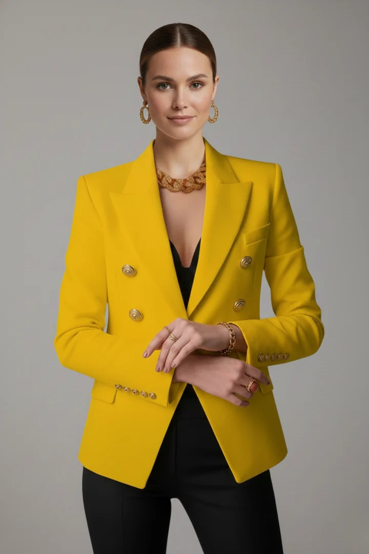Willa | Women's Double Breasted Gold Button Suit Jacket