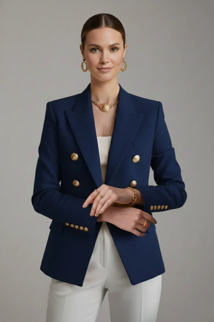 Willa | Women's Double Breasted Gold Button Suit Jacket