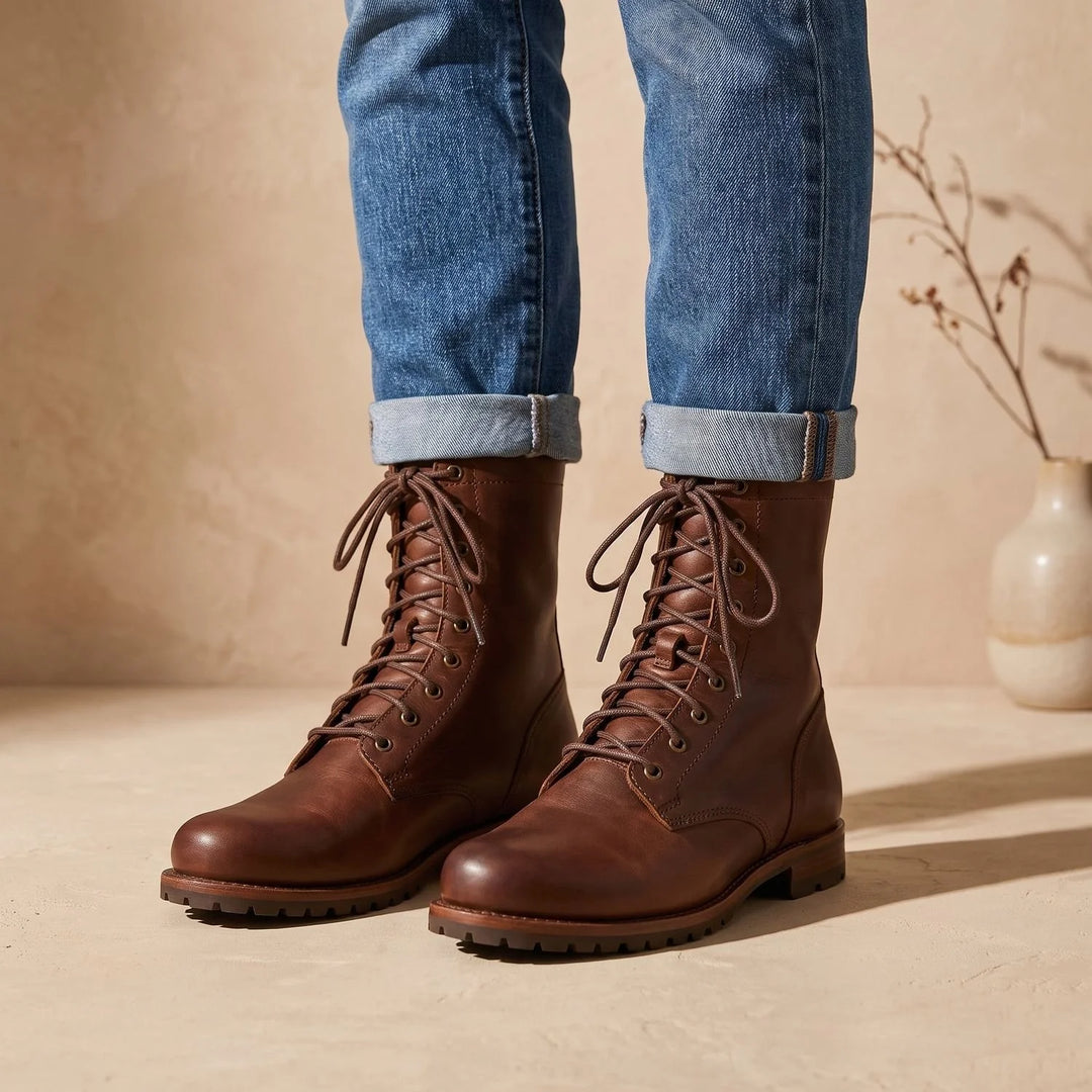 Winifred | Women's Lace Up Mid Calf Combat Boots