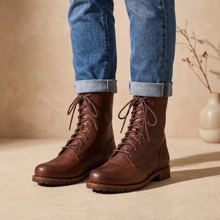 Winifred | Women's Lace Up Mid Calf Combat Boots