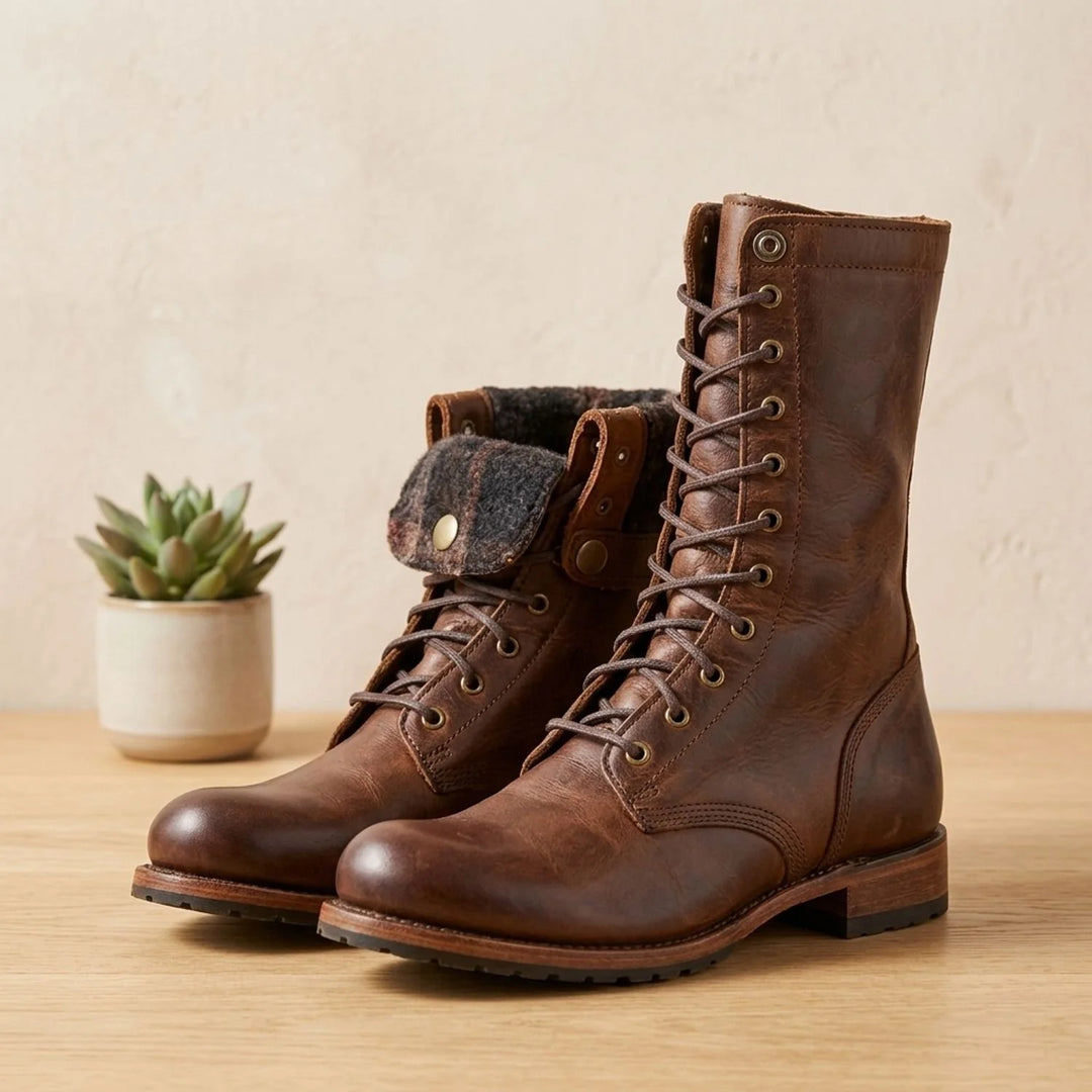 Winifred | Women's Lace Up Mid Calf Combat Boots