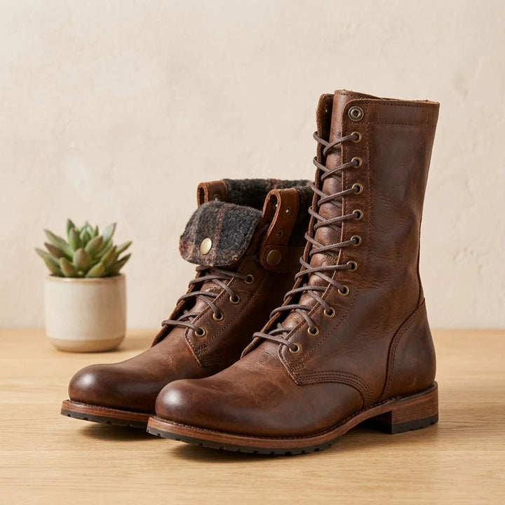 Winifred | Women's Lace Up Mid Calf Combat Boots