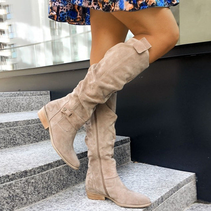 Yara | Effortless Women's Knee-High Boots with Slouch Silhouette and Low Block Heel