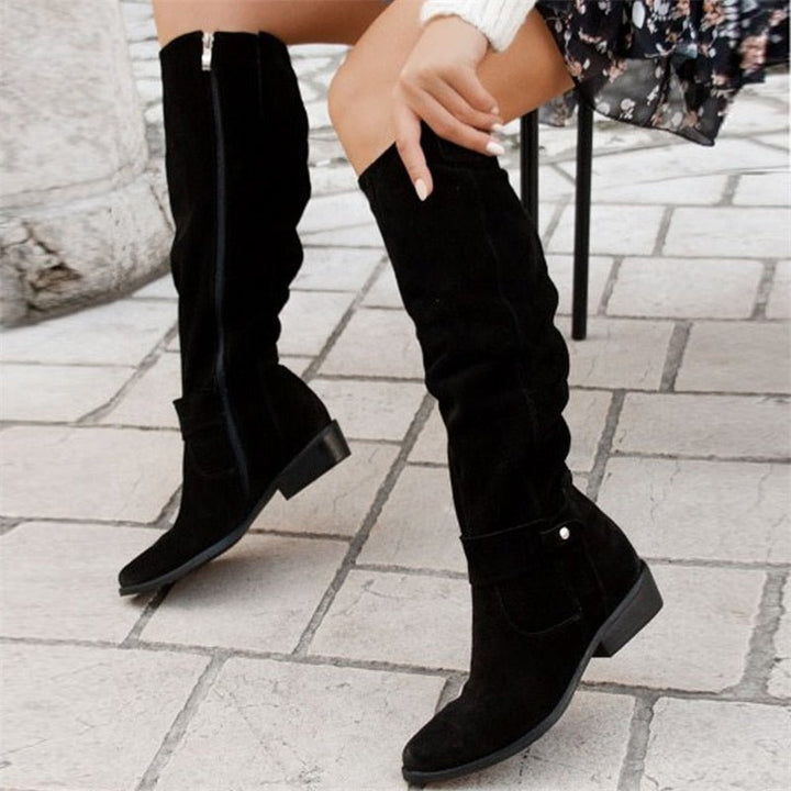 Yara | Effortless Women's Knee-High Boots with Slouch Silhouette and Low Block Heel